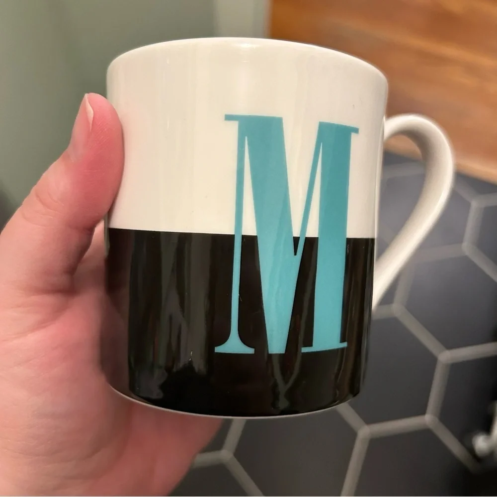 Kate Spade Lenox To The Letter Mug M initial monogram blue black white teal